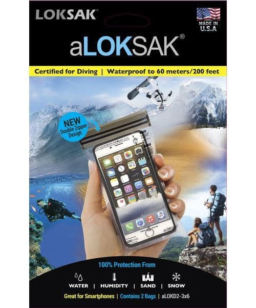 aLoksak 2 Pack Double Zip - 3" x 6" Iphone Size