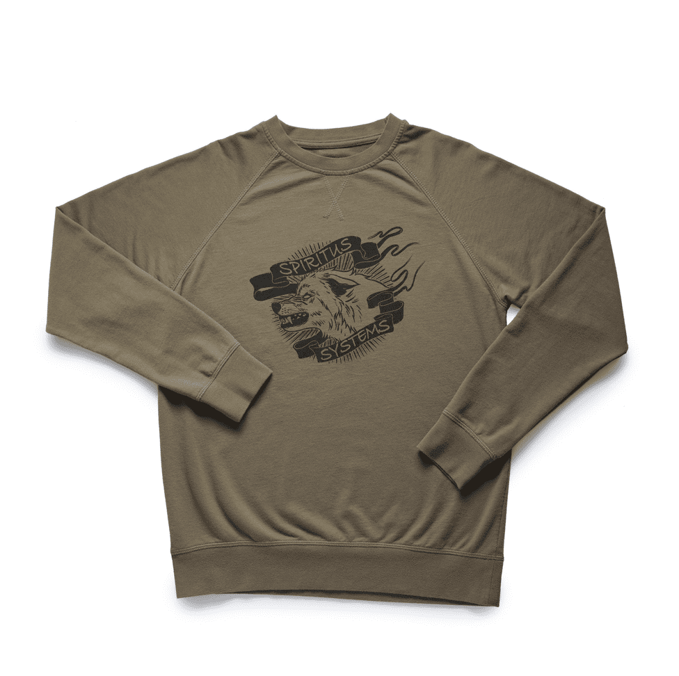 Spiritus Systems Wolf Banner Military Green Sweater