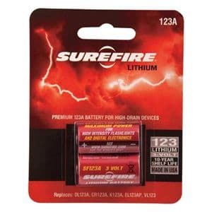 SureFire CR123A 3 volt Lithium Batteries Carded